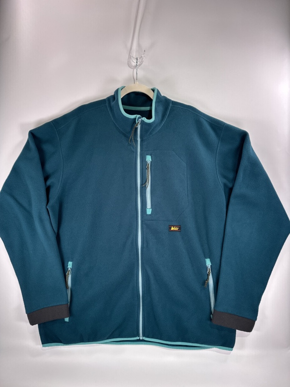 REI Co-op Mens XLT Polartec Fleece Full Zip Jacket Gorpcore Teal - Picture 2 of 14